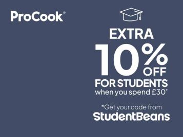 Students spend £30 and get 10% off at ProCook